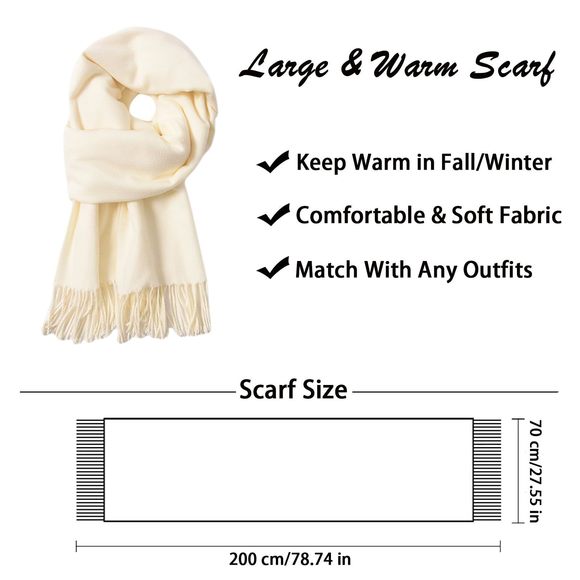 Scarf For Women Winter Scarf Soft Warm Pashmina Shawls Scarves With Tassels😜 - Picture 2 of 7